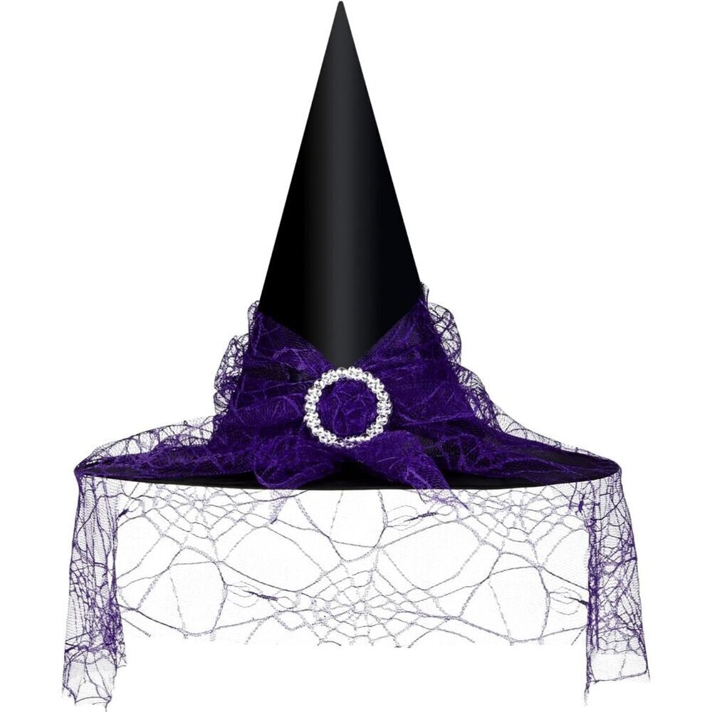 Halloween Witch Hat Mesh Lace Costume Accessory Suitable for Parties